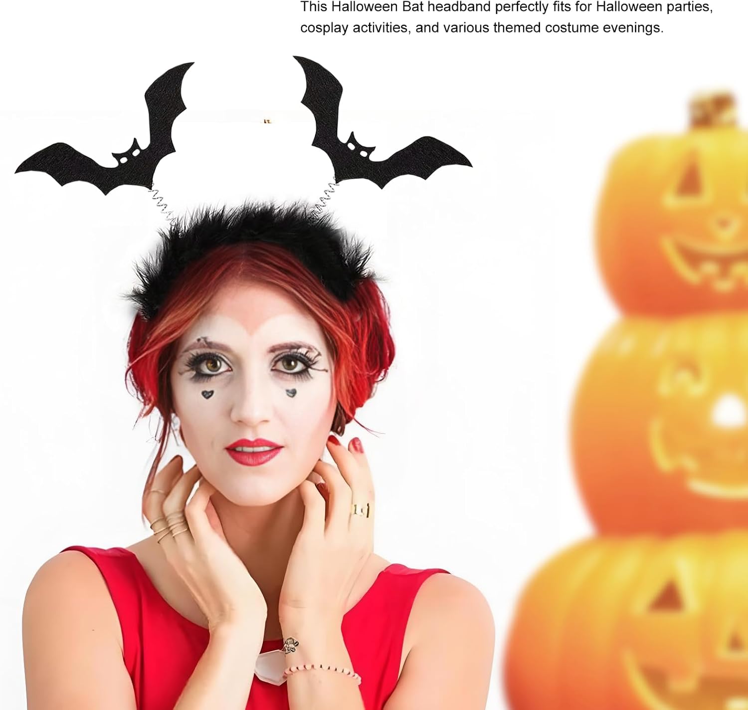 Ghost BOO Knife Bat Headband Halloween Black Wing Hat Accessories Ears Hair Bands Costume for Women (BAT Headband) - Image 2