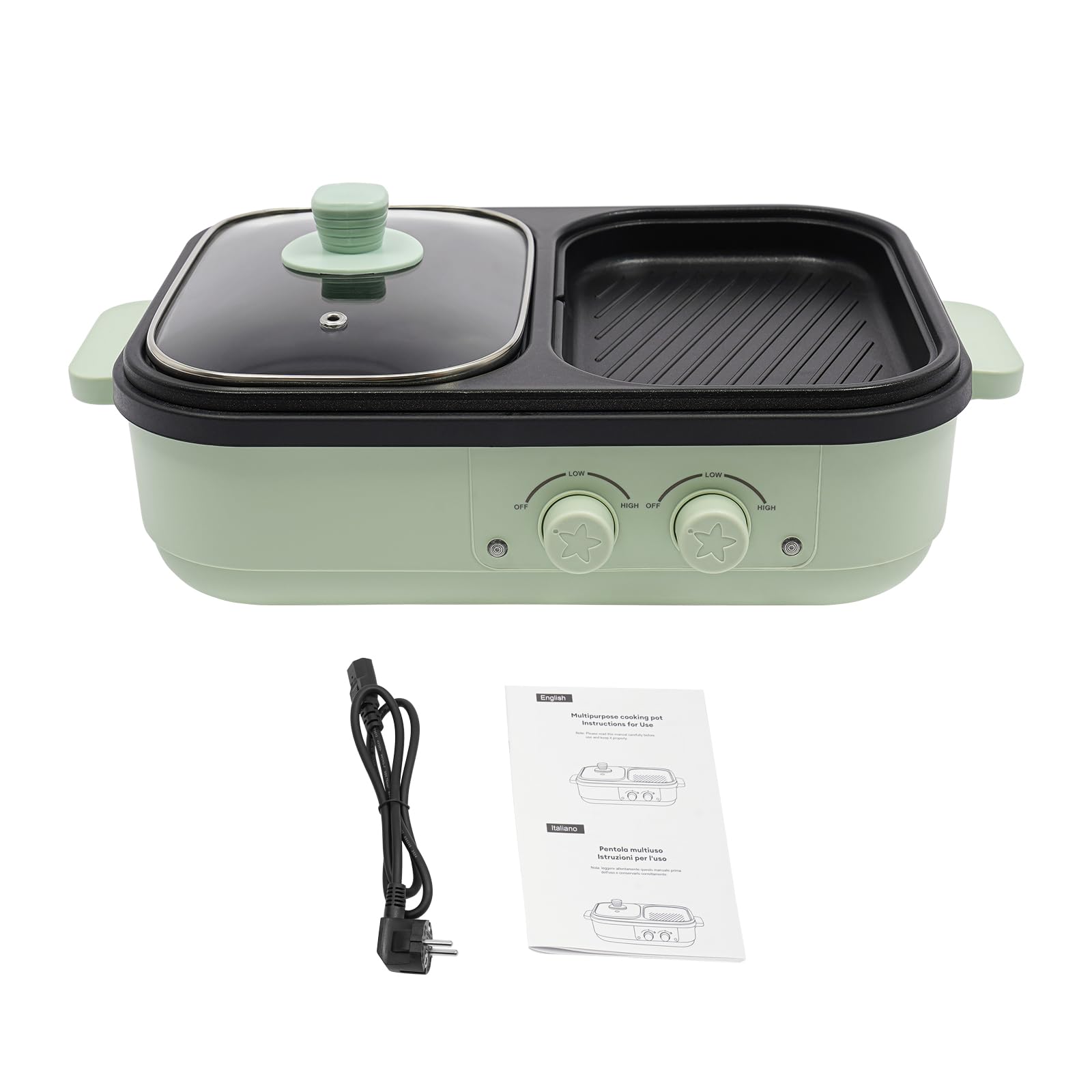 1300W Elektro Hot Pot Grill - 2-in-1 Kochtopf Für Familie & Freunde