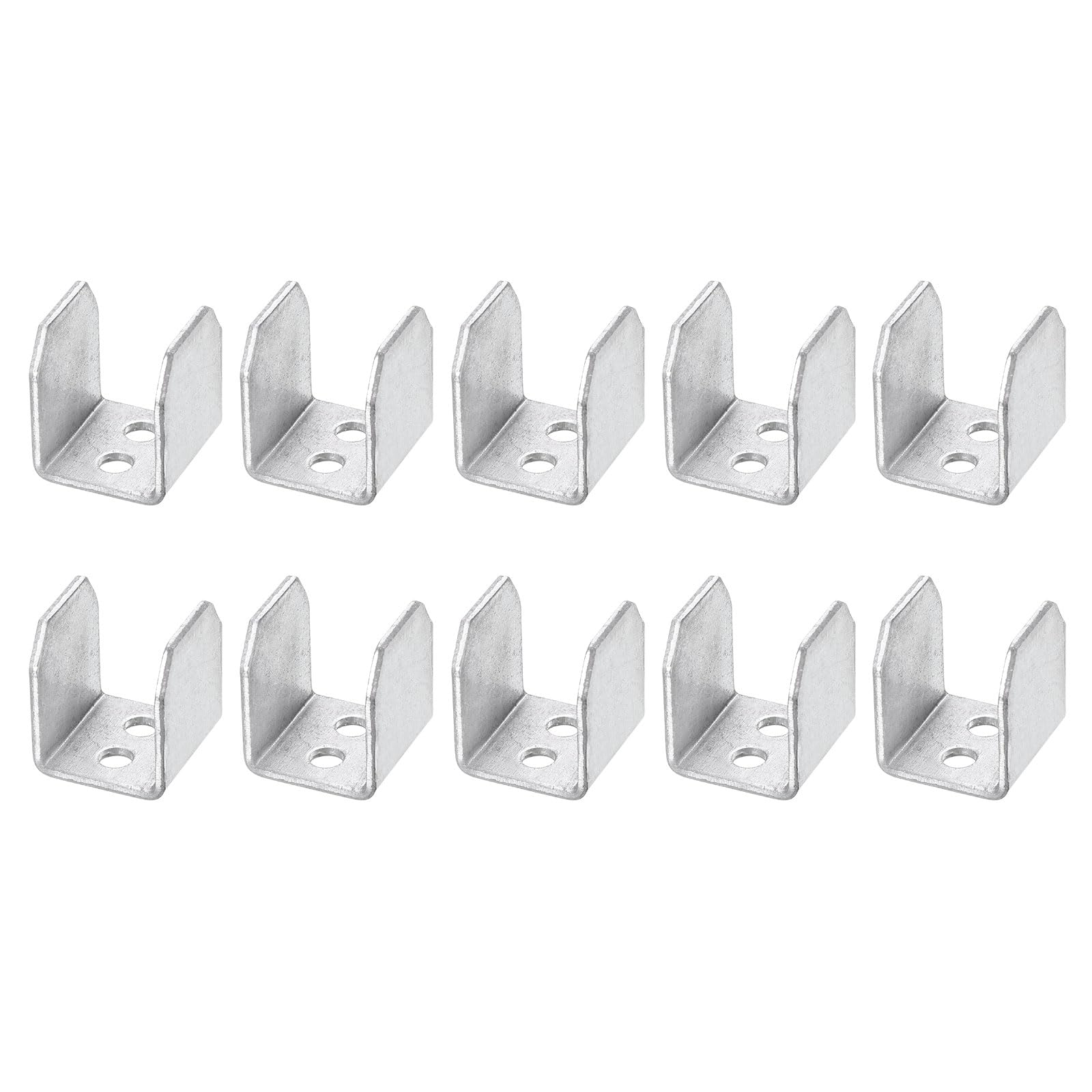 10 Pcs U Bracket for 0.67 Panels, 17 x 17 x 20mm Metal U Shaped Fasteners Brackets for Guardrail or Partitions Connection, Silver