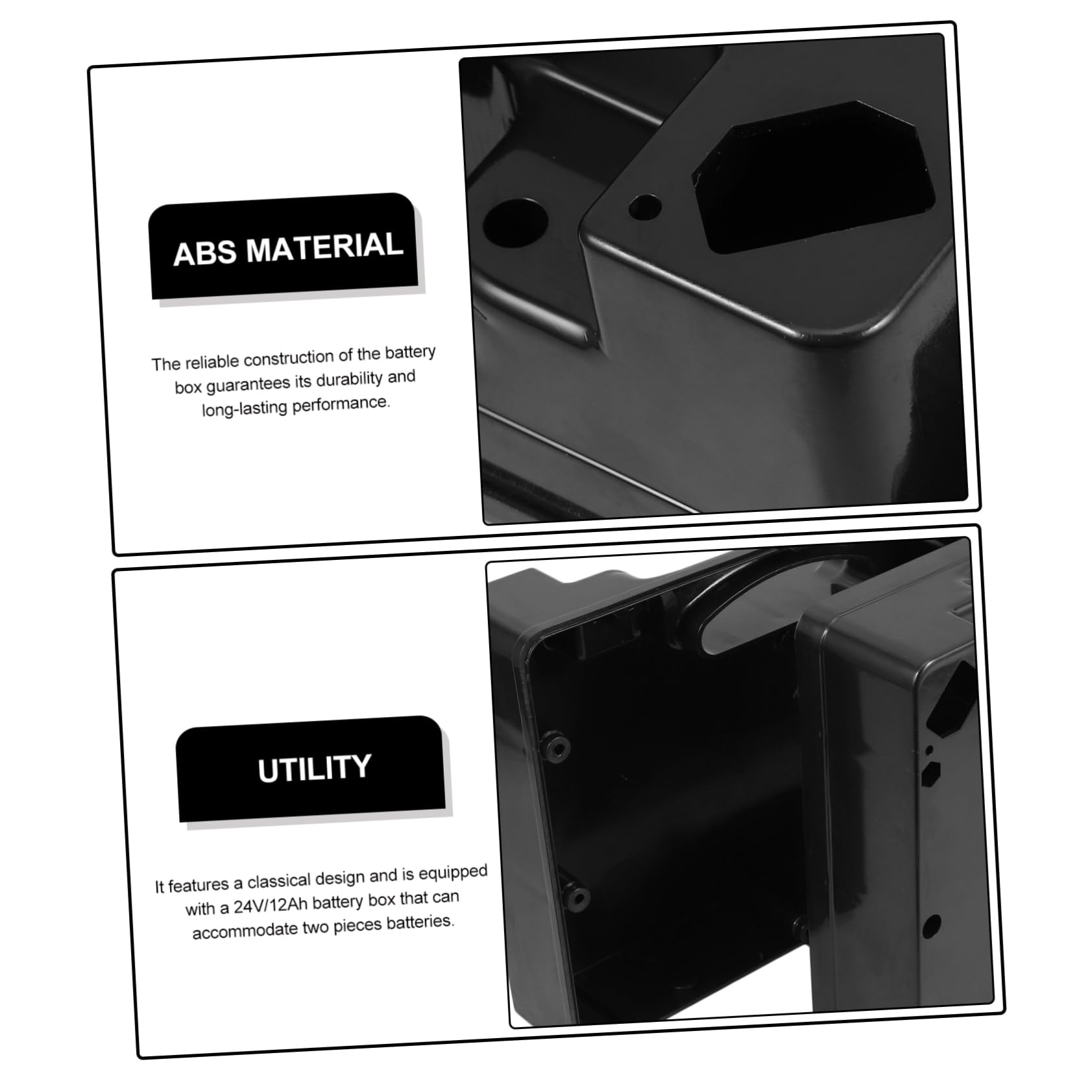 BESTYASH Custodia Per Batteria Per Elettrica Pieghevole Portatile Per Anziani Supporto Per Batteria Per Abs Nero