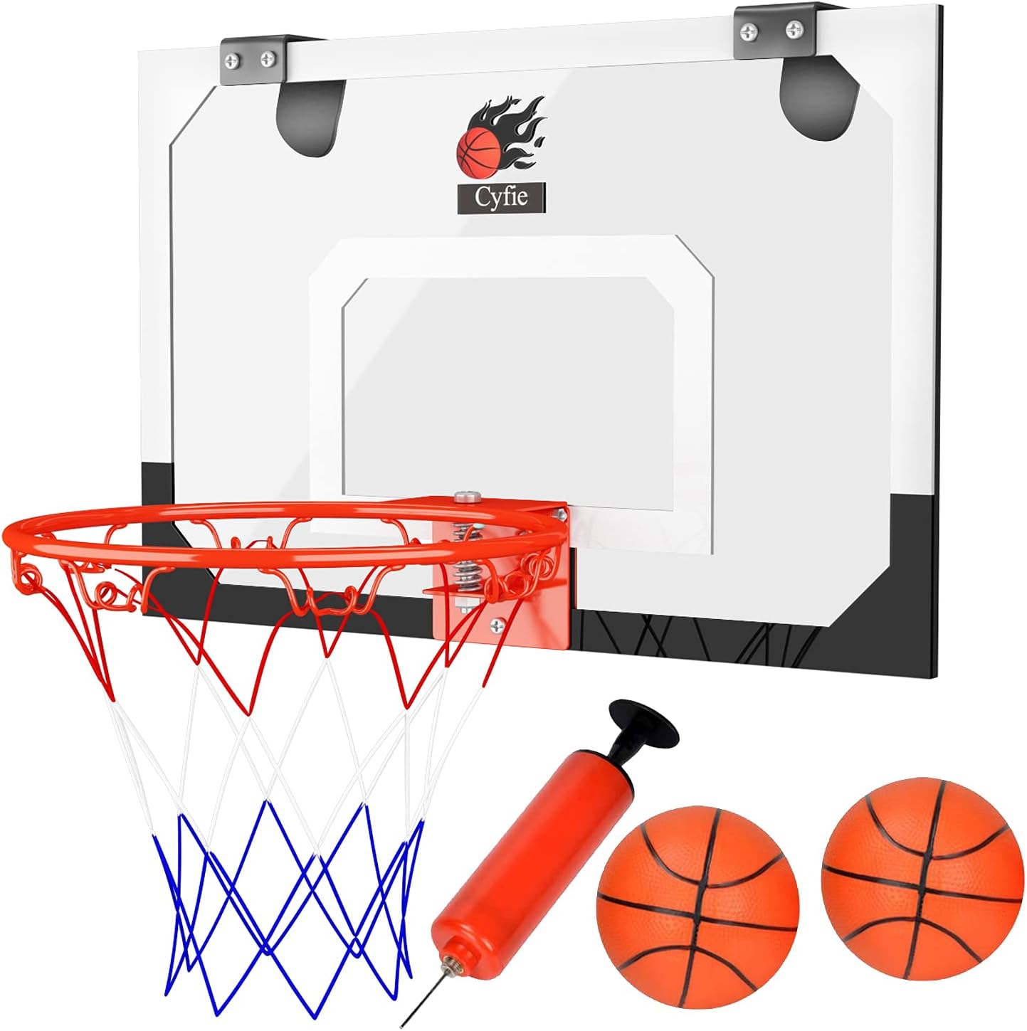 Cyfie Over The Door Basketball Hoop Sets, Indoor Basketball Games for Kids Adults, Basketball Playset with Balls for Home Office (17.7’’x 11.8’’) : Toys & Games