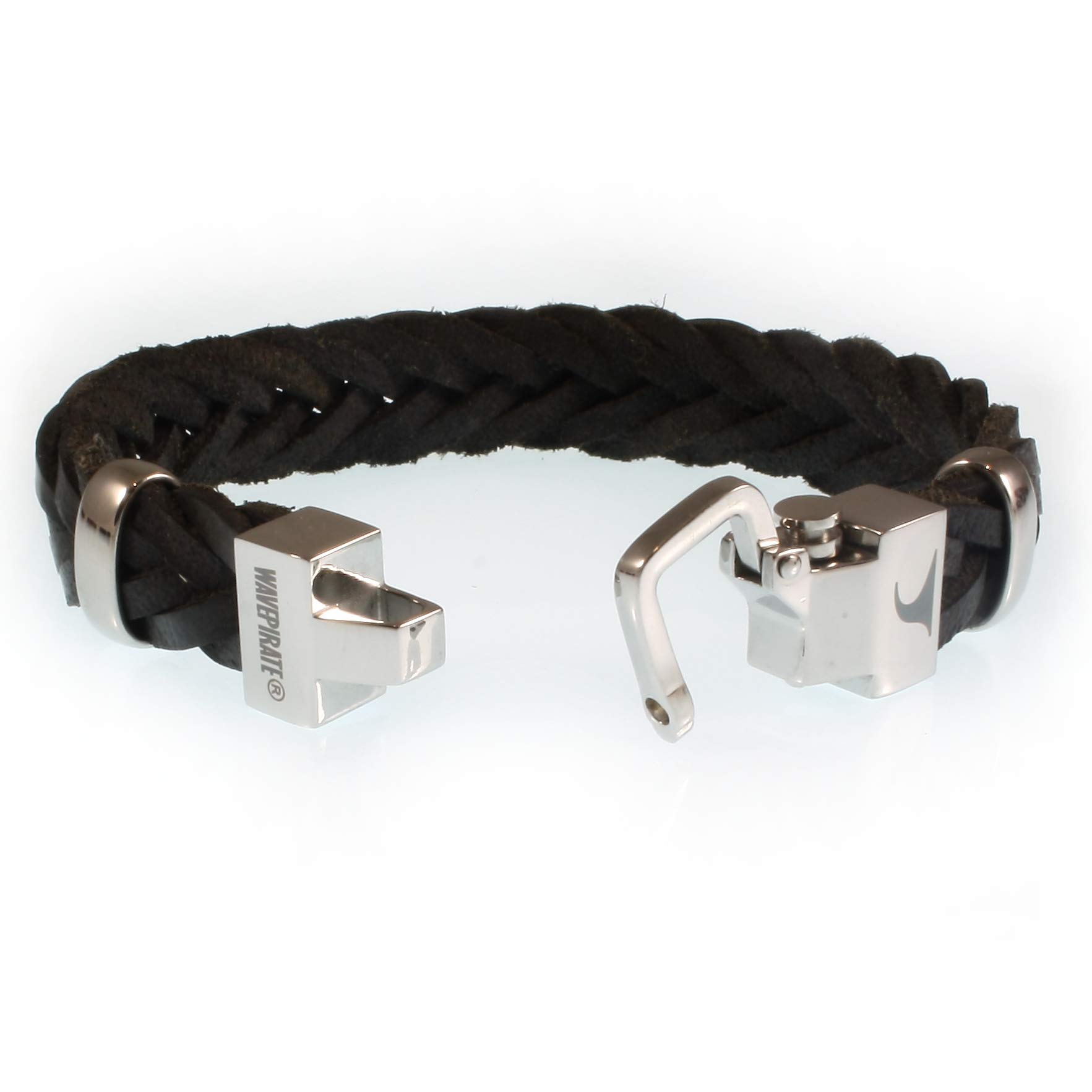 Echt Leder-Armband TURN F15 Schwarz Herren-Armband Männer-Armband Geschenkbox Magnetverschluss Edelstahl