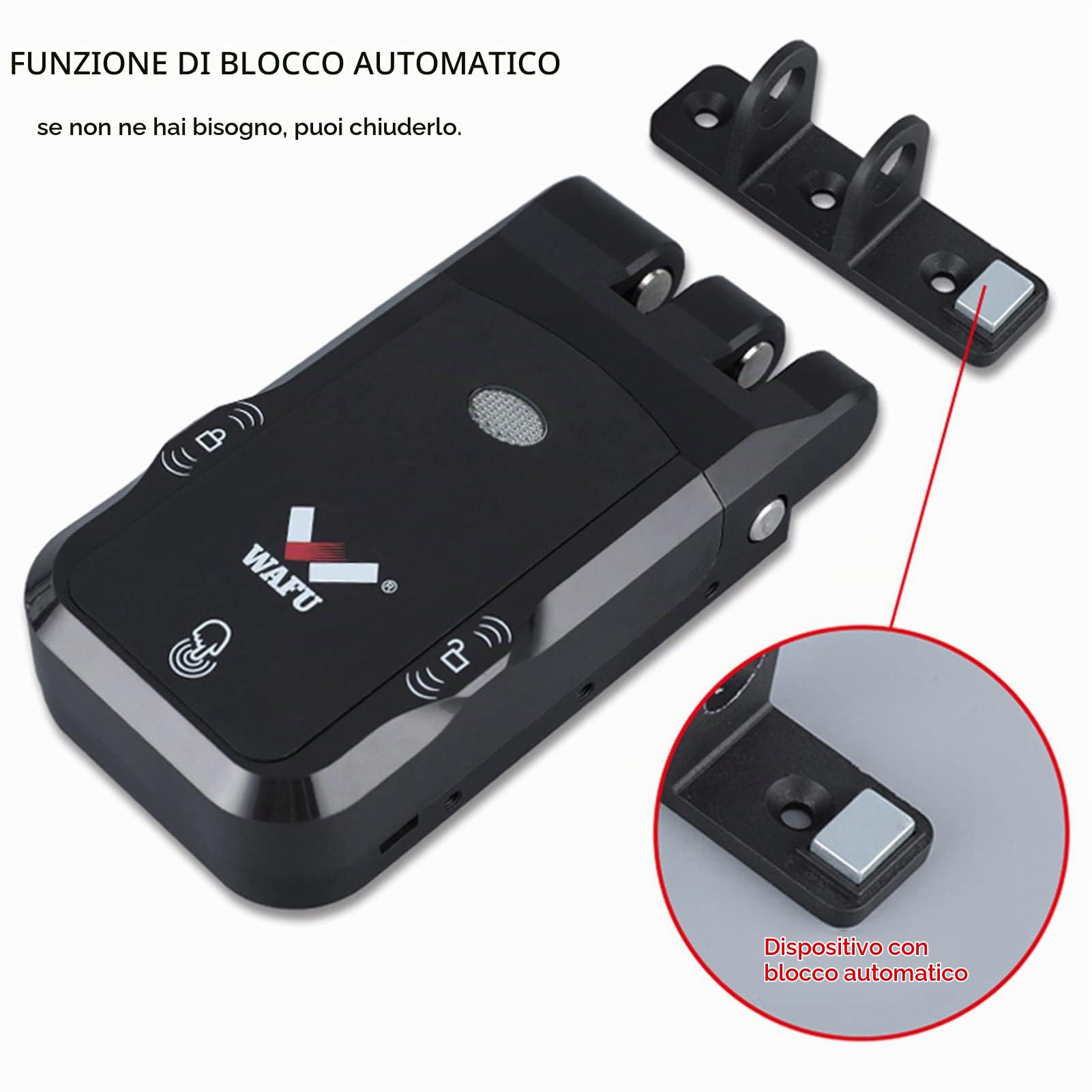 Serratura per porta intelligente, serratura elettronica senza chiave invisibile senza fili, con 2 chiavi del regolatore a distanza, design touch interno, nessun foro di blocco