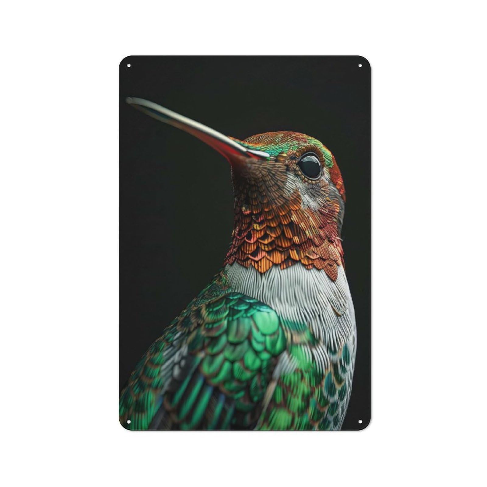 Tin Wall Plaque 30x20cm with Hummingbird for Café Or Restaurant, Housewarming Present for People Styling Café And Restaurant
