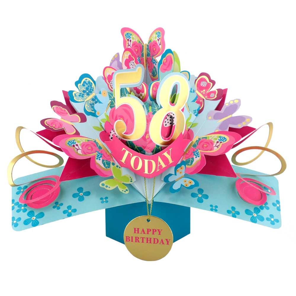 58 Today Happy 58th Birthday Pop-Up Greeting Card Love Kate's Pop Up Cards Her Design POP236MC58 — image 1