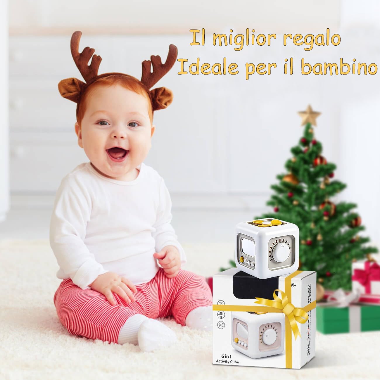 Loyzico Cubo Occupato 6 in 1, Giocattoli per Bambini per Bambine di 1 Anno, Giochi Sensoriali Montessori, Giocattoli da Viaggio per Bambini da 1 a 3 Anni, Regali per Bambini da 12 Mesi in su