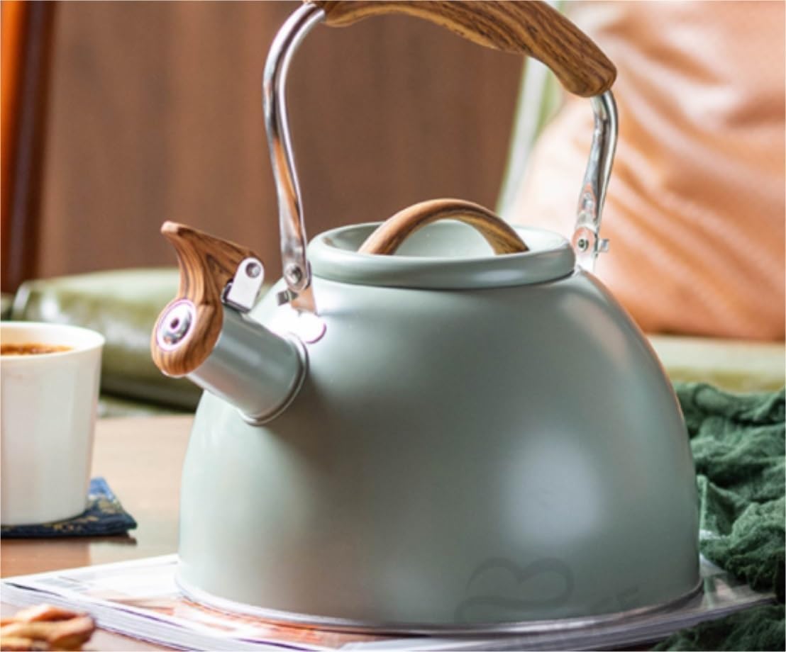 Stove Top Kettle Tea Kettle Teapot Tea Kettle Classic with Anti Scald Handle Cookware Aluminum Alloy Stovetop Teakettle Teapot for Gas Hob (Grün 3L)