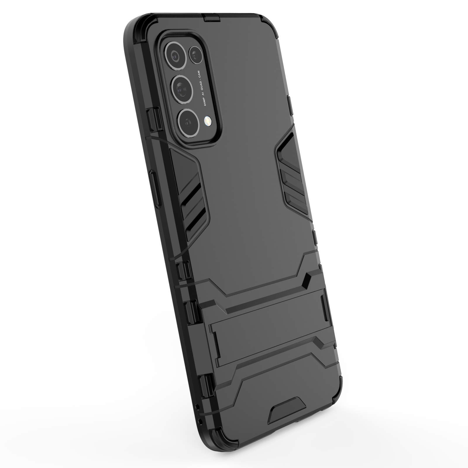 Custodia BAIDIYU Per Oppo Find X3 Lite - Doppio Strato TPU+PC Con Supporto Integrato E Protezione Anti-Caduta, Nero - 4