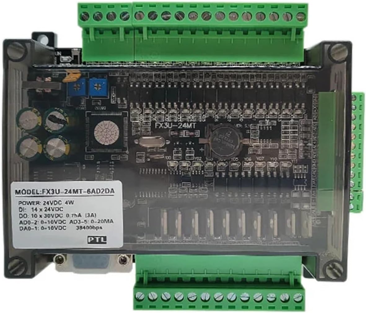 1pc FX3U-24MR 24MT 14 Input 10 Relay Output RS232 RS485 38400bps Programmable Logic Controller Eletronic Components(FX3U-24MT)