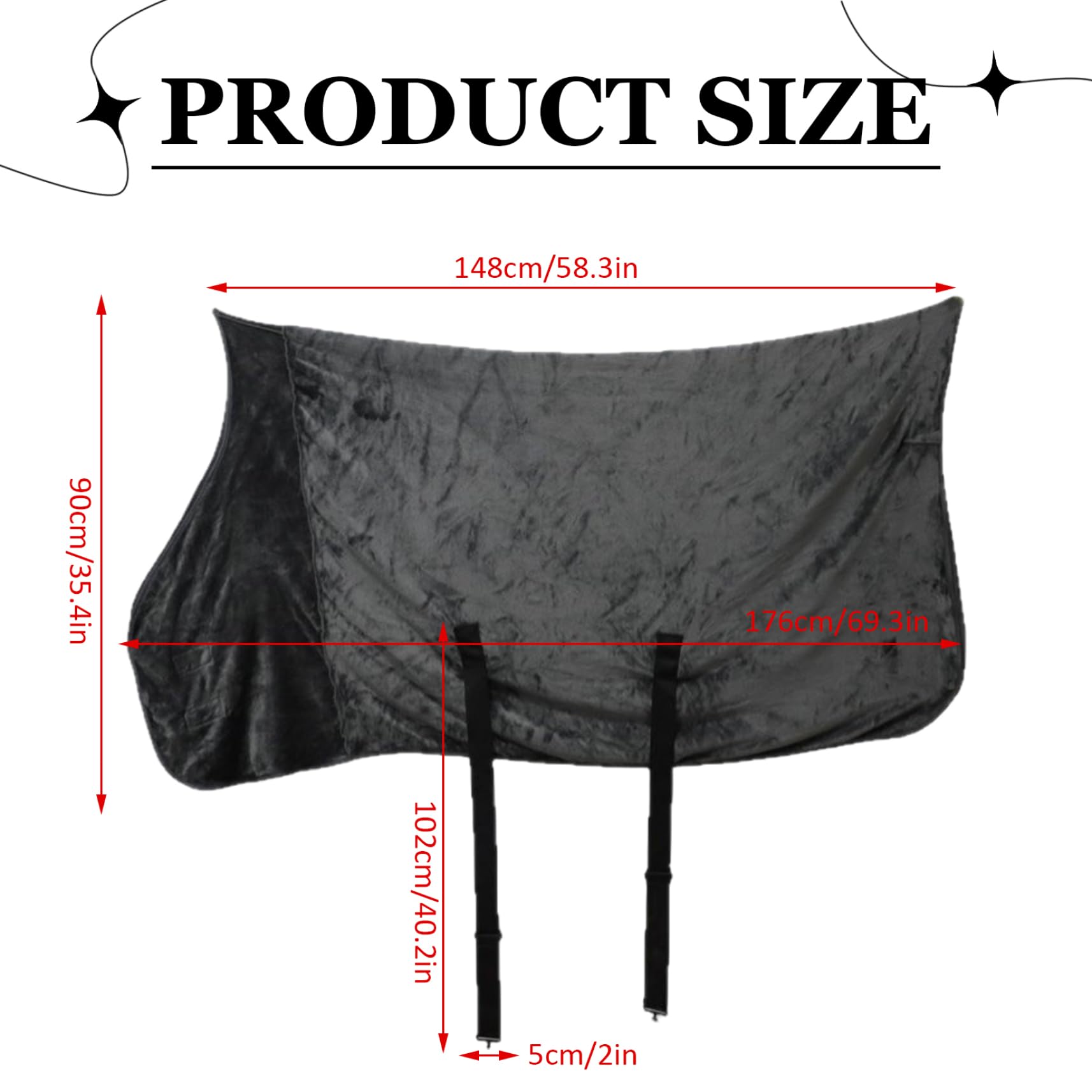 Manta de caballo para invierno de 71x71 pulgadas, mantas de caballo de franela ajustables para clima frío, manta cálida y estable para caballos reales