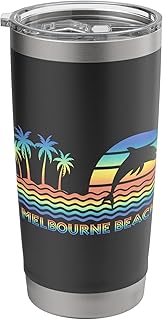 Vintage Melbourne Beach FL Retro Dolphin Lover Souvenir Stainless Steel Insulated Tumbler