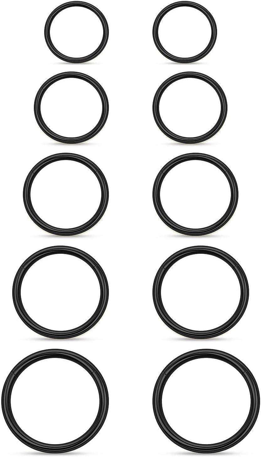 20/18/16/14g Multicolor Septum/Nose/Lip/Cartilage/Helix/Conch/Tragus/Daith Clicker Rings Earrings Surgical Steel Smile Piercings Jewelry for Women Men