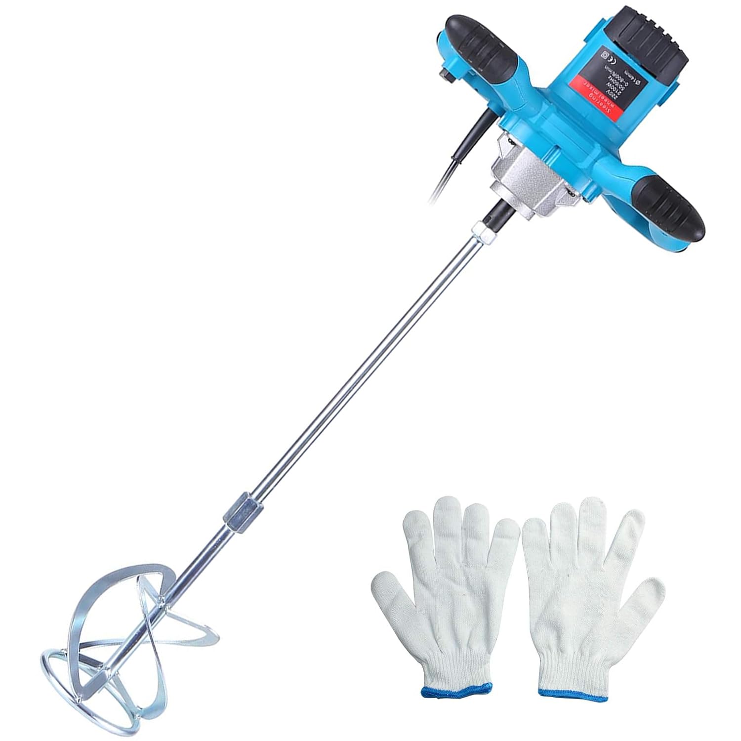 NovalLife Cement Mixer,Handheld Electric Cement Mixer Stirrer,50/60Hz 6-Speed Hand Held Steering Wheel Stirring Tool for Cement Mortars Paint Mud Grout Plaster, Feed, 800rpm, 220V