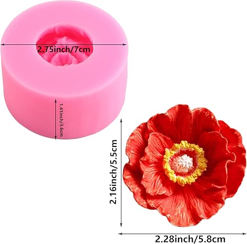 Miniatura 2 de Mujiang 3D Amapola Pastel de Silicona Decoración Jello Azúcar Flor Caramelo Chocolate Fondant Moldes