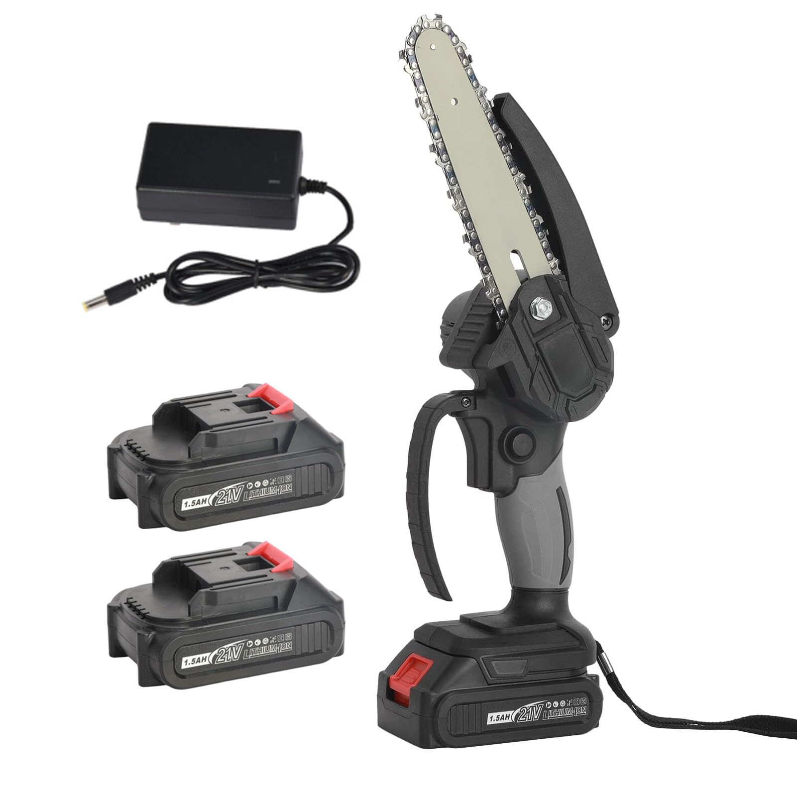 Mini Chainsaw Cordless 6 Inch, Cordless Chainsaw with 2 Large Capacity Battery & 2 Chains, Light Weight Battery Chainsaw Electric, Small Chain Saw with Safety Lock and Strong Motor for Tree Trimming