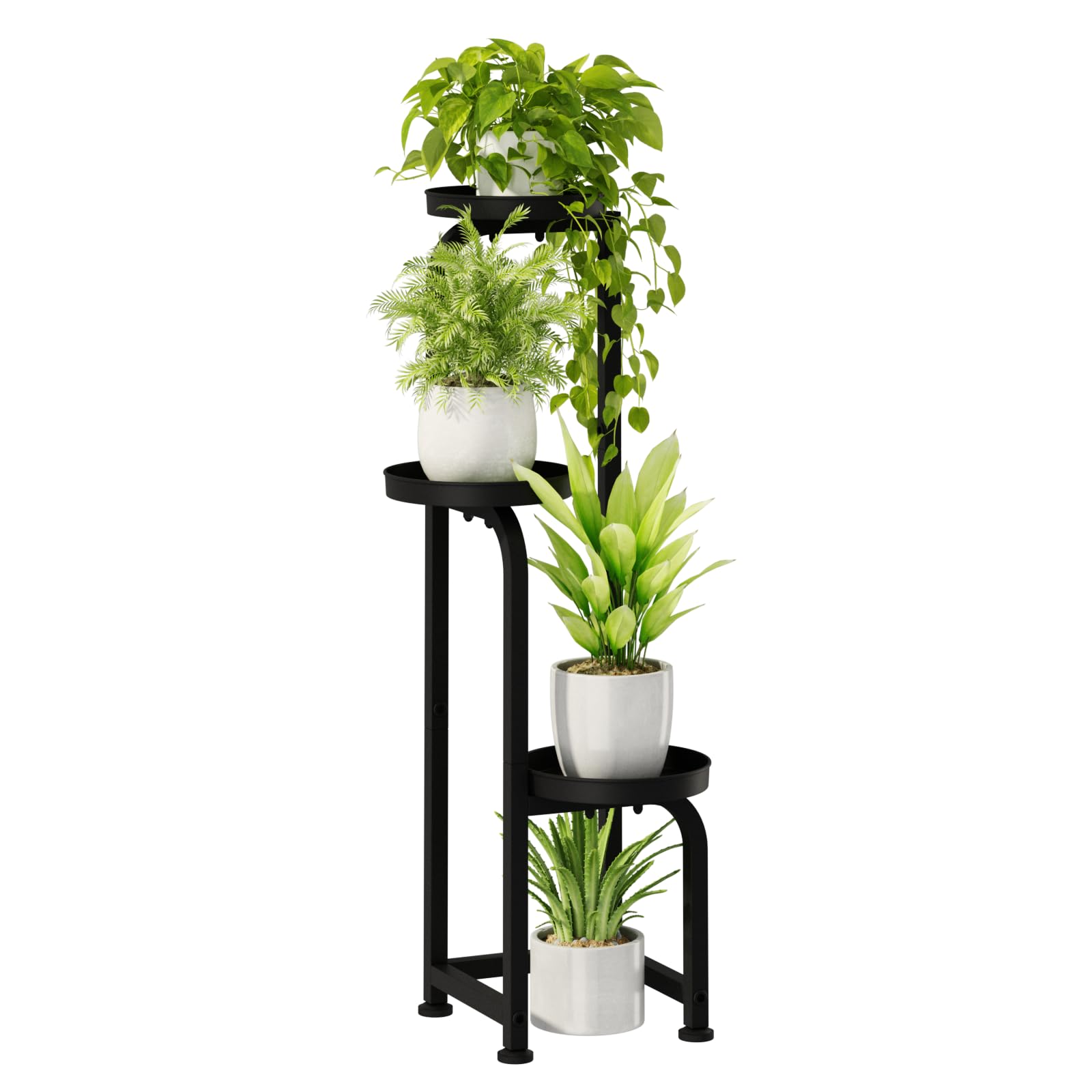 Bamworld Tall Plant Stand Indoor Outdoor, Corner Metal Flower Pot Stands for Multiple Plants, 3 Tier Heavy Duty Plant Shelf for Patio Garden Balcony