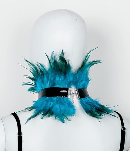 Miniatura 7 de L'VOW Gargantilla gótica de plumas naturales victorianas de cuero sintético para disfraz de Halloween