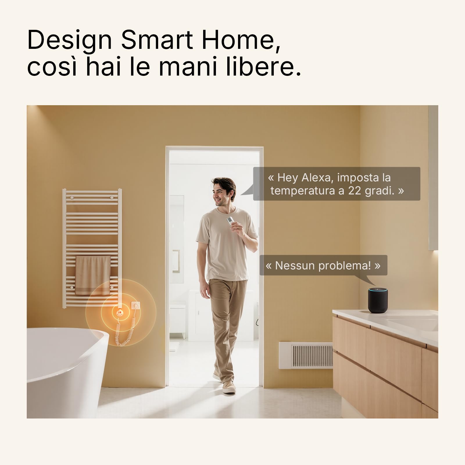 EMKE Resistenza Riscaldante WiFi 900W per Radiatori e Scaldasalviette,Bianco,830x69x62mm