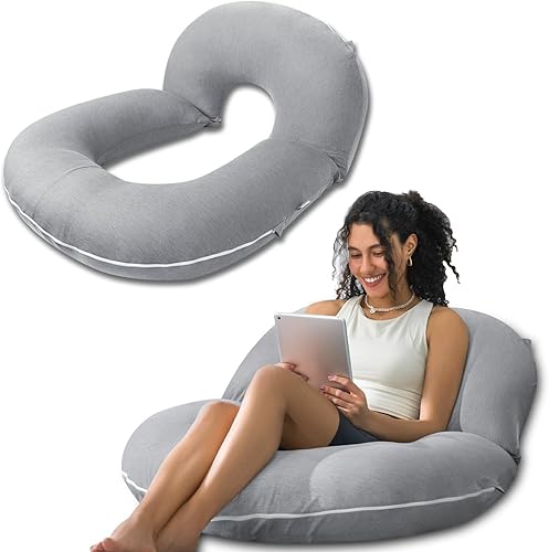 Miniatura 11 de INSEN Almohada de lectura, almohada de respaldo para sentarse en la cama para leer, cuidar y relajarse, almohada de lectura para adultos, madres y
