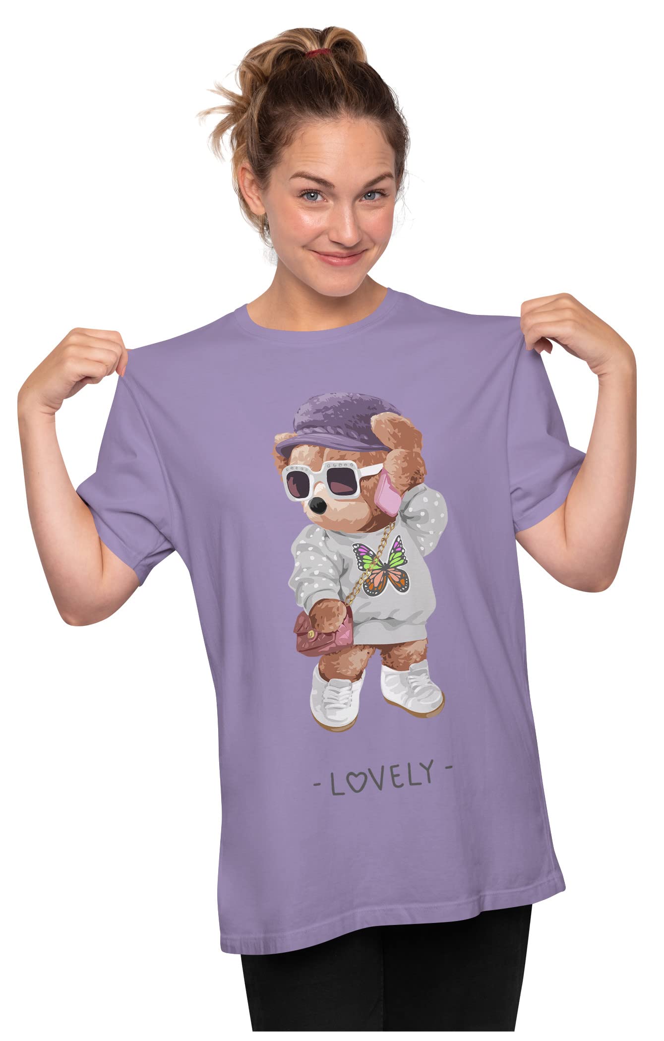 HeybrohWomen's Oversized T-Shirt Love Teddy Bear 100% Cotton