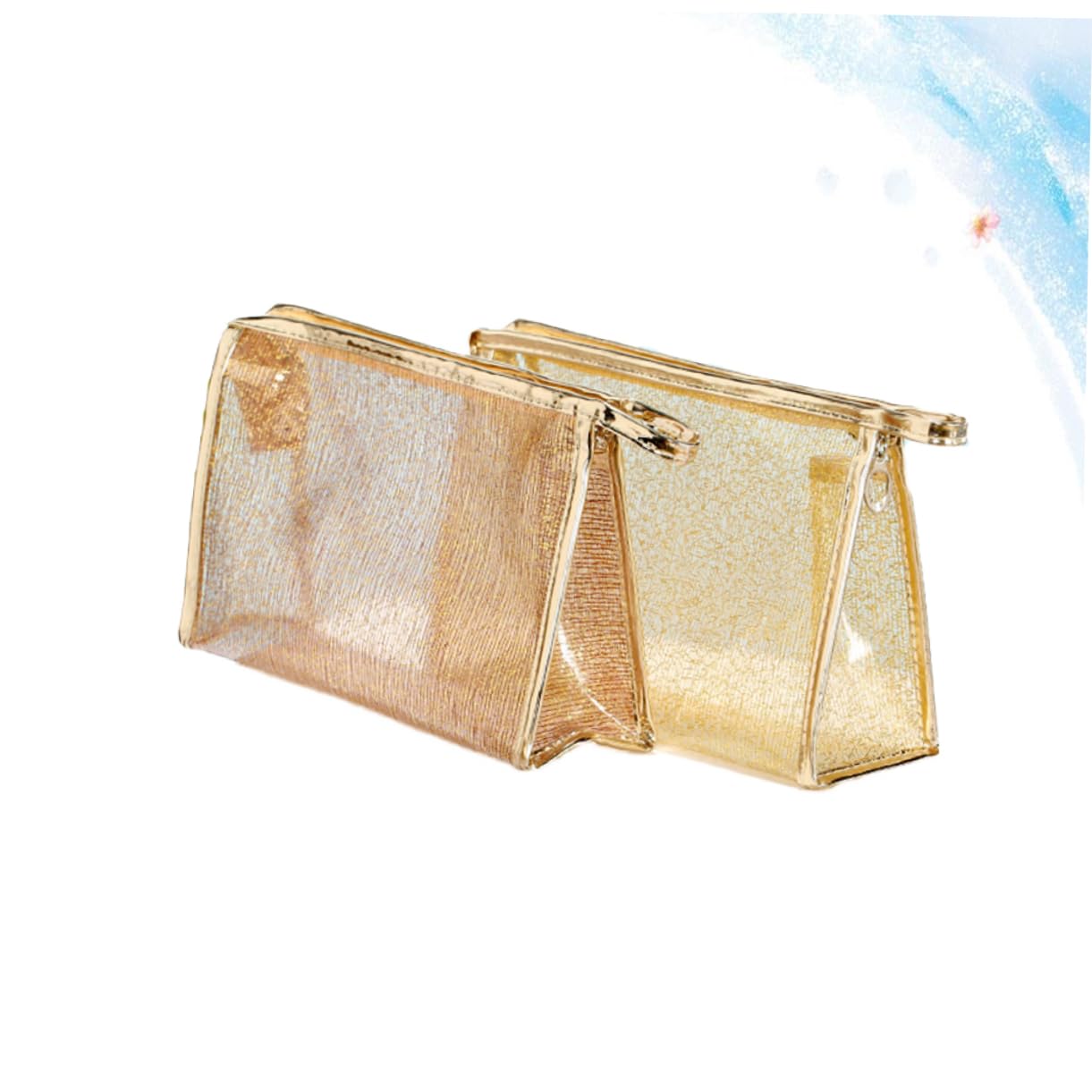 Gatuida 3 pezzi Borsa Makeup Trasparente Organizer Multifunzionale con Cerniera per Cosmetici e Toiletries Set Viaggio Tpu Jelly Bianco Oro