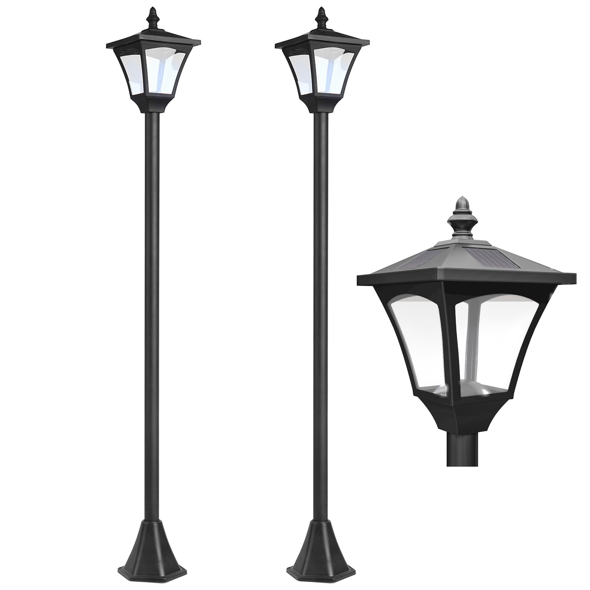 Outsunny Lot de 2 Luminaires Extérieurs Solaire 15L x 15l x 120H cm Noir
