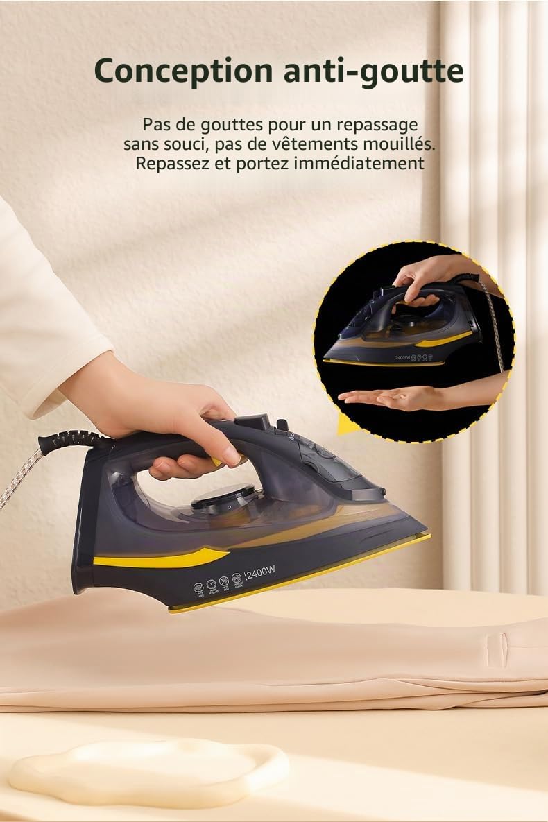 Korons Fer à Repasser Vapeur, 2400W, récipient de 350 ml, Anti-Gouttes (Violet Foncé)