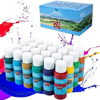Acrylic Paint Acrylic Paint Set for Art, 24 Color 2 Oz Basic Acrylic Paint Supplies for Wood, Fabric, Crafts, Canvas, Leather&Stone - coolthings.us