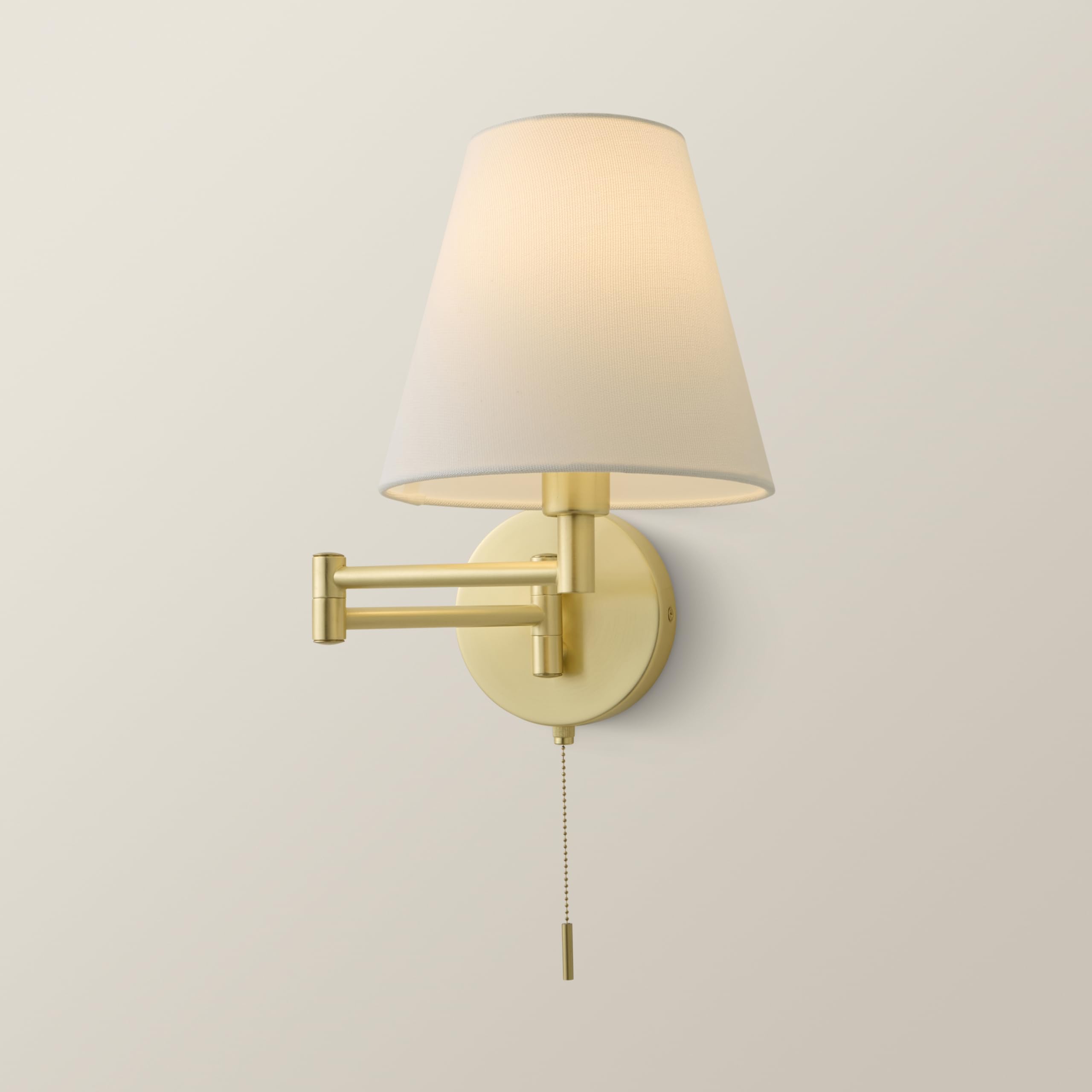 ValueLights | Sonia Pair of Brushed Gold Swing Arm Wall Lights with Tapered Shade and Bulbs | Wall Light, Home Décor & Improvement Essential | Bulb Included