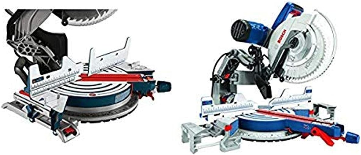 Bosch 120V 12" DB Glide Miter Saw-Blue and MS1233 Crown Stop Kit for Bosch Miter Saws, Includes Mounting Knobs and Hardware