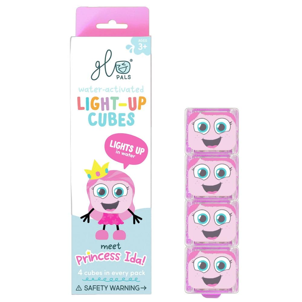 Glo Pals Original Water-Activated Light-up Sensory Bath Toy. 4 Reusable Light-Up Cubes. Kids Colourful Bath Time Fun. Childrens Light-up Sensory Play. Gift Suitable for Boys & Girls 3+ (Pink - IDA) โ image 1