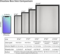 Vista 3 de KAPIX Caja Expositora Shadow Box Pequeña de 4x6 Pulgadas con Marco de Fotos de Vidrio Real, Caja de Exhibición de Madera Profunda para Flores
