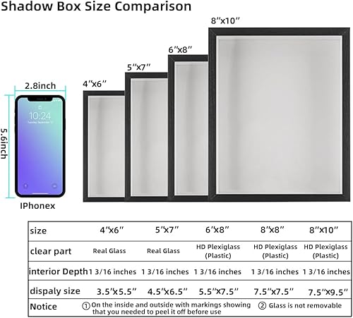 Miniatura 3 de Shadow Box - Marco de fotos de 6 x 8 pulgadas con plexiglás HD de madera profunda, caja de memoria para flores, boletos, recuerdos, medallas, arte y