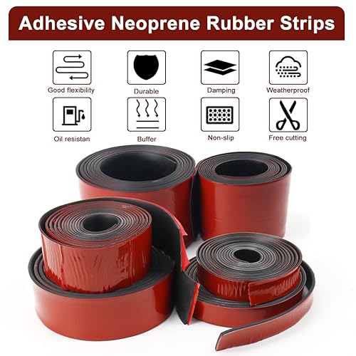 Miniatura 7 de VUAOHIY Tiras de goma adhesivas de neopreno rollos de hojas de goma sólida para juntas de bricolaje almohadillas de manualidades ancho 4 pulgadas T