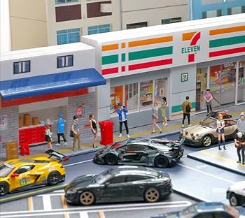 カスタム ジオラマ 1:64 7 ELEVENライトとケース付き Amazon.co.jp: 1/64ディスプレイケース、ホットウィール