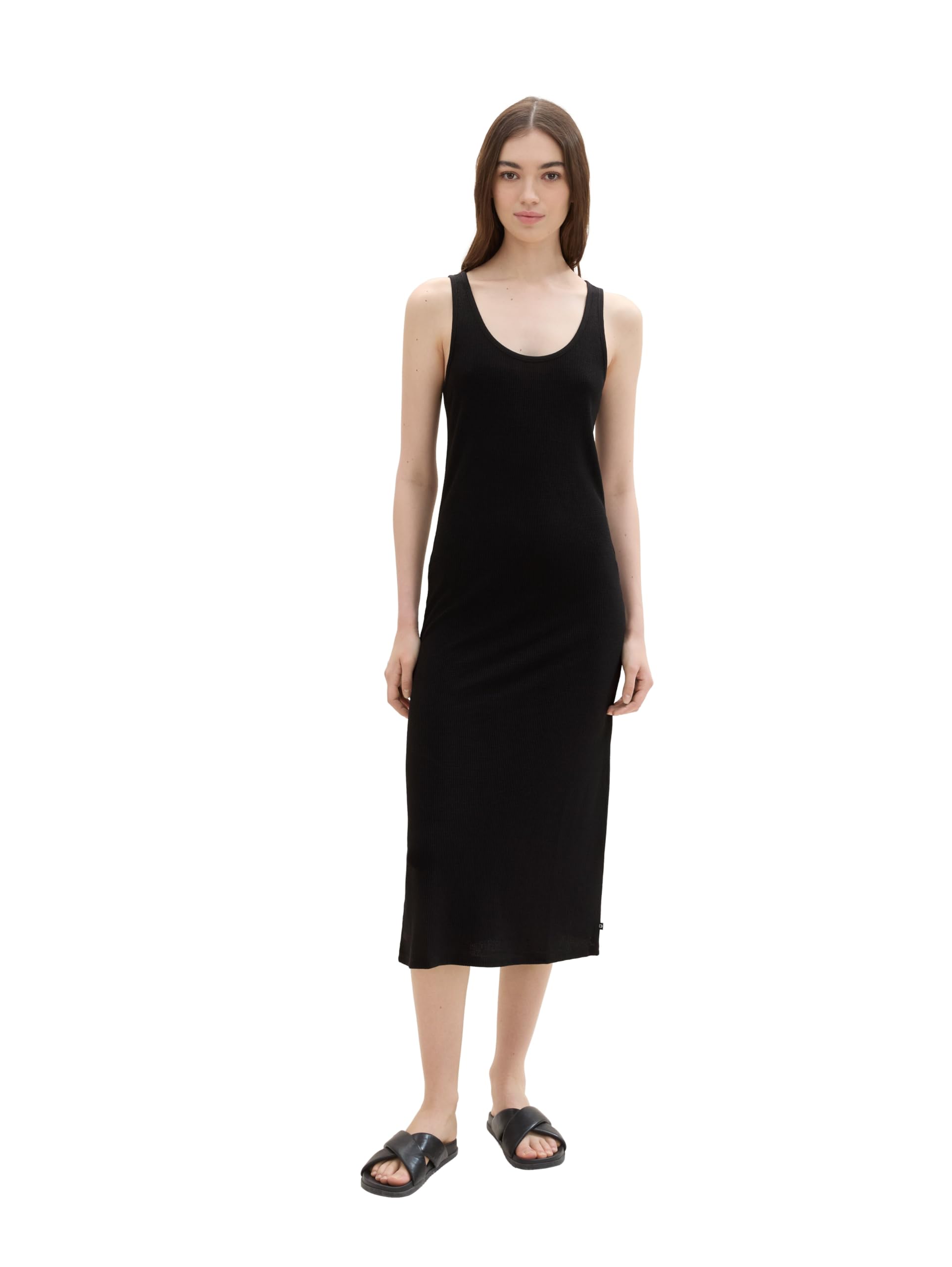 TOM TAILOR Denim Women's Basic Midi Dress with Waffle Structure
