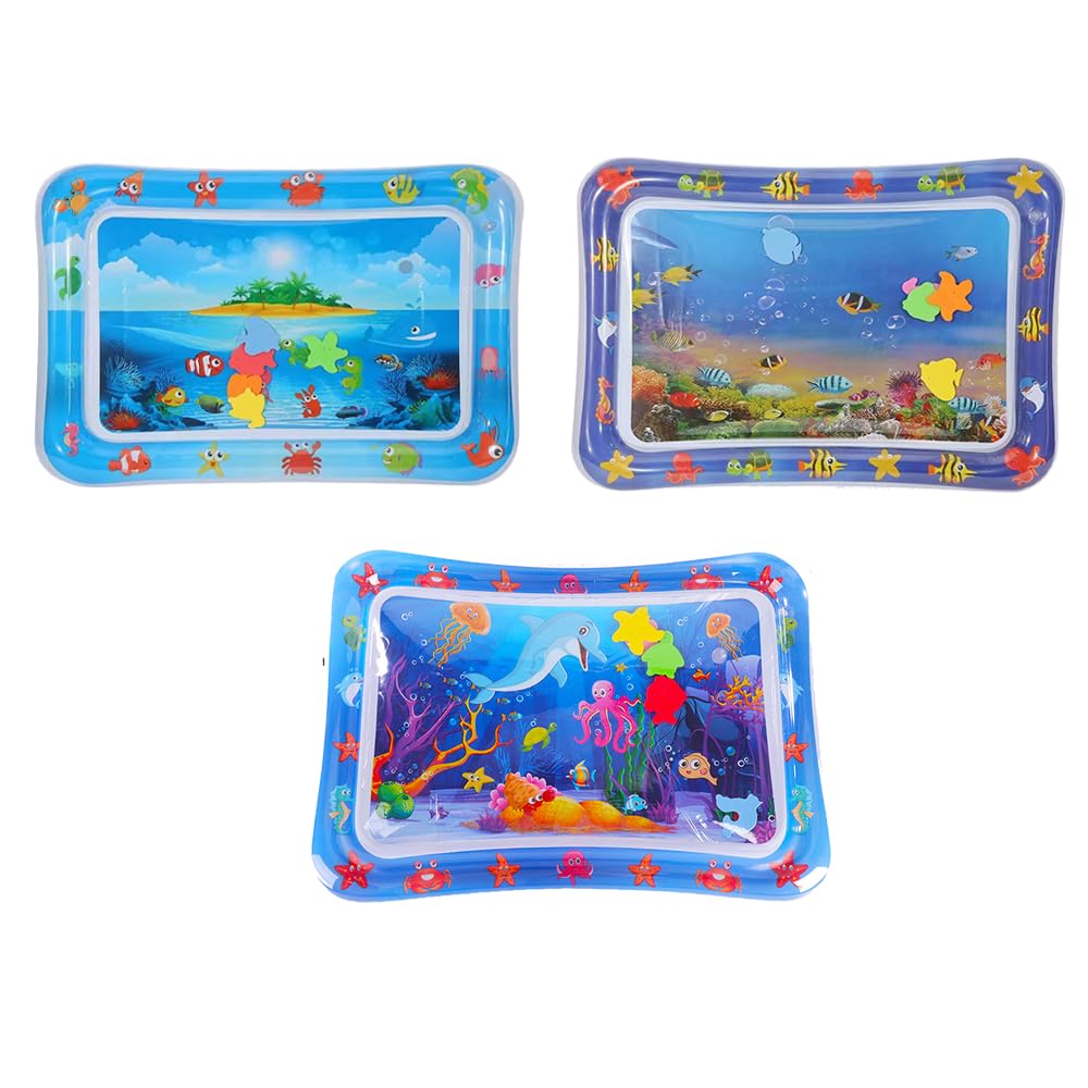 3PC Sensory Water Mat for Cats Dogs, Cats Cooling and Play Mat, Thickened Water Sensor Play, Pet Sensor Waters Pads, Fish Portable Cat Toys with Fish Pattern, Dog Bed Mats