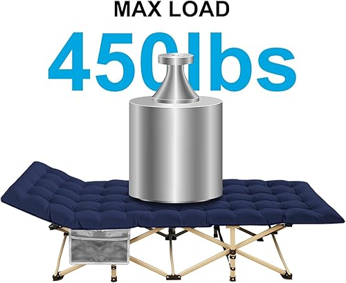 Miniatura 2 de Catre de campamento, 450 libras (carga máxima), cama plegable portátil al aire libre con bolsa de transporte para adultos y niños, cuna resistente