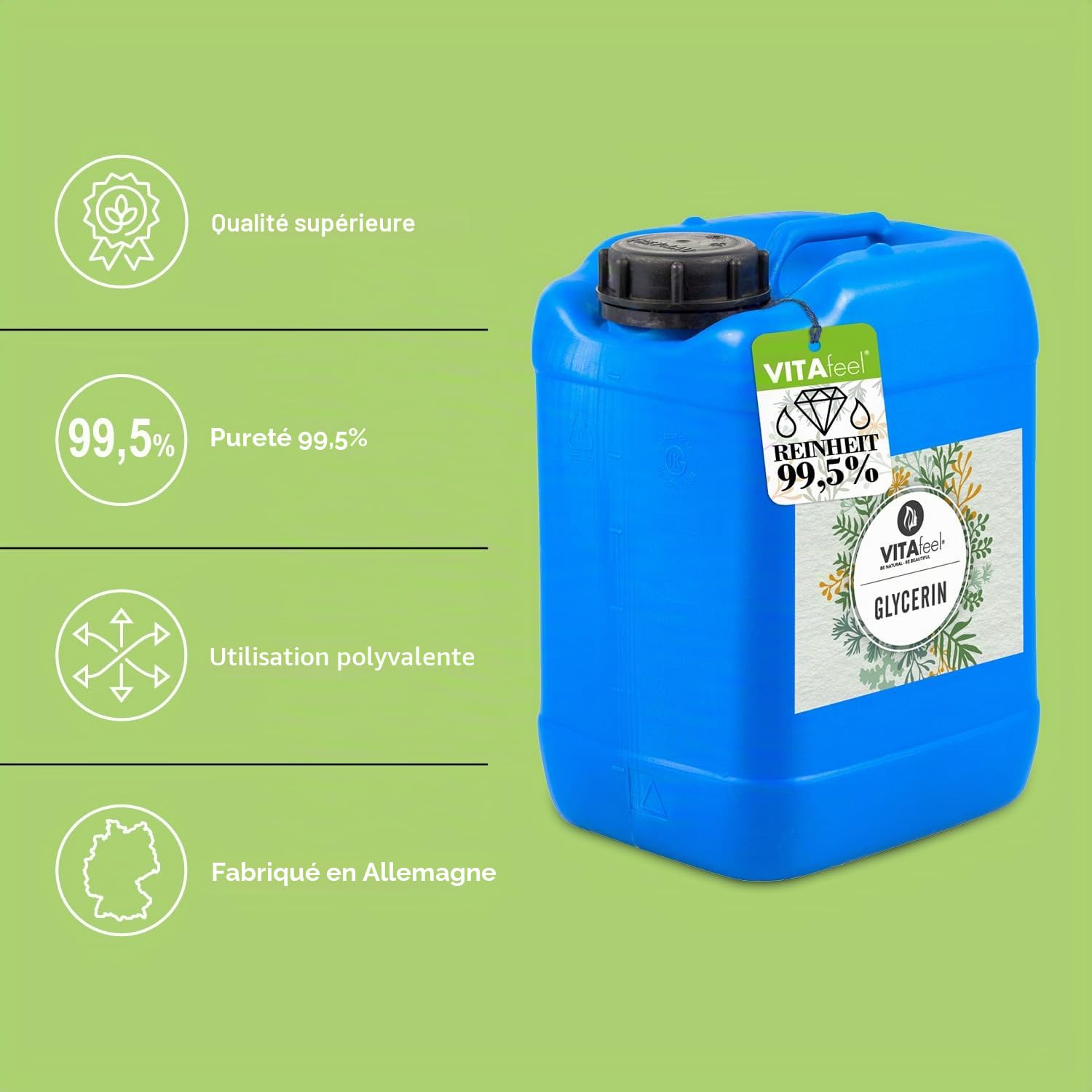Glycérine MeaVita 99,5%, purement végétale, 1 paquet (1x 5000ml)