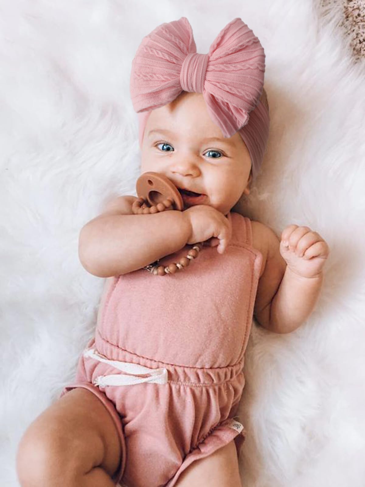 DRESHOW 3 Pack Girls Headbands Stretchy Nylon Headbands Handmade Hair Accessories for Newborn Infant Toddlers Kids - 3