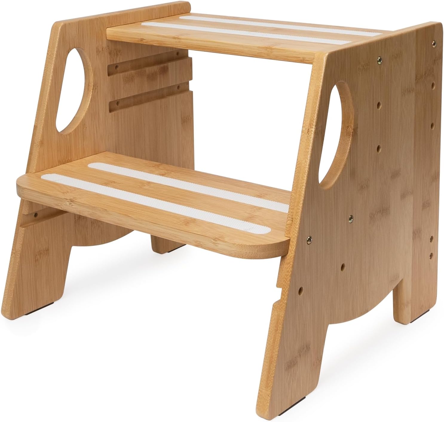 Wooden 2-Step Stool with Adjustable Height