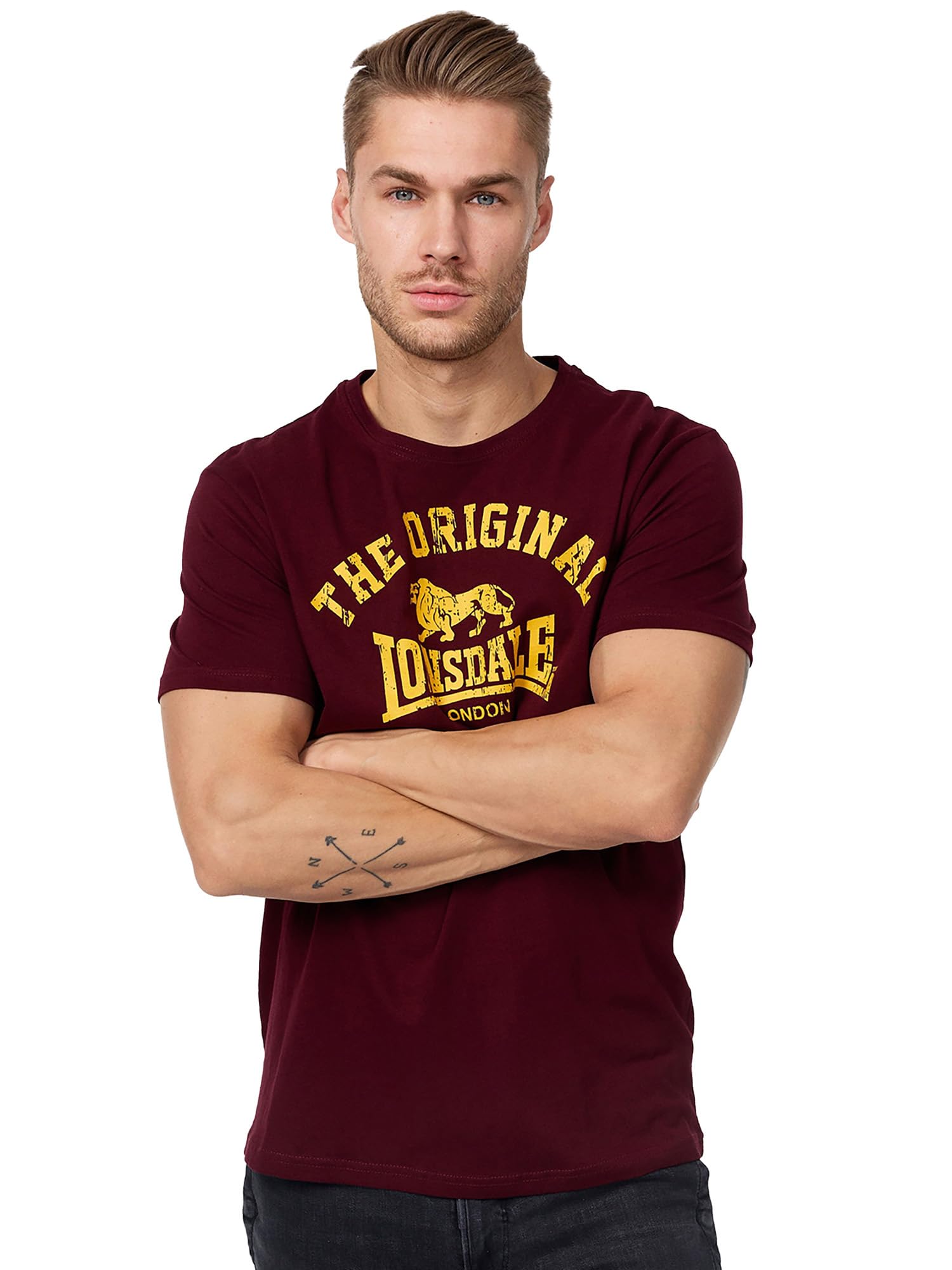 Lonsdale Men's T-shirt Regula Fit Original Red - XX-Large (Manufacturer size: XXL)