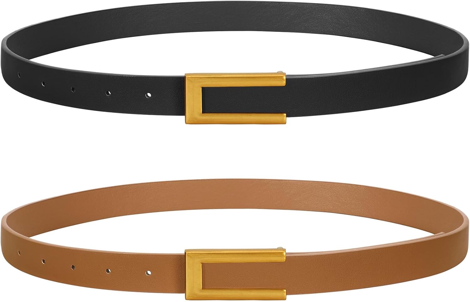 SUOSDEY Women Skinny Leather Belts for Dress Jeans Belt for Women with Gold Buckle,Width 0.9"