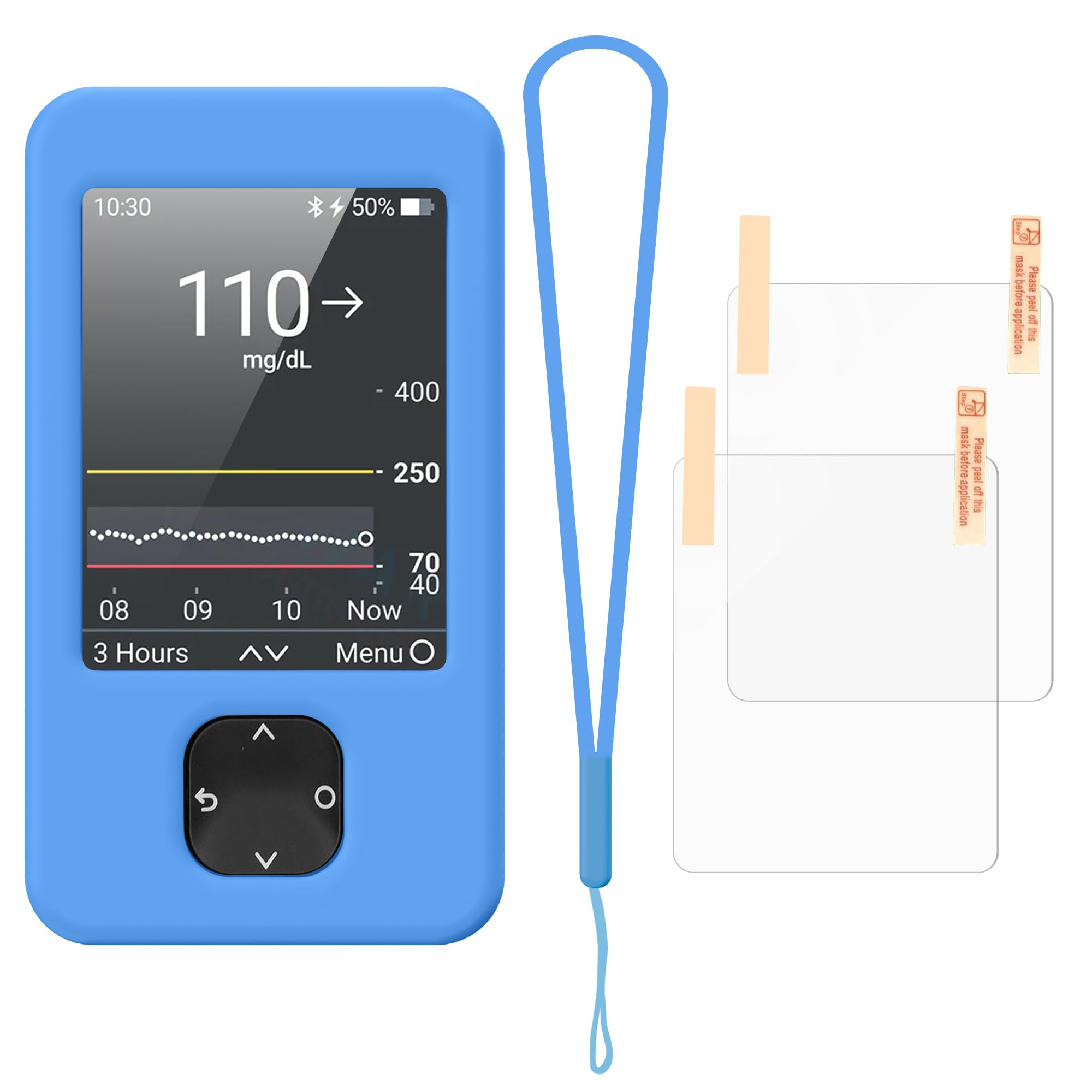 NSJ Silicone Dexcom G7 Receiver Case | Diabetes Travel Case, Lanyard & Screen Protector Included | Durable Diabetes Accessories | Silicone Diabetic Dexcom Cover Case | With Lanyard Port for Travel.