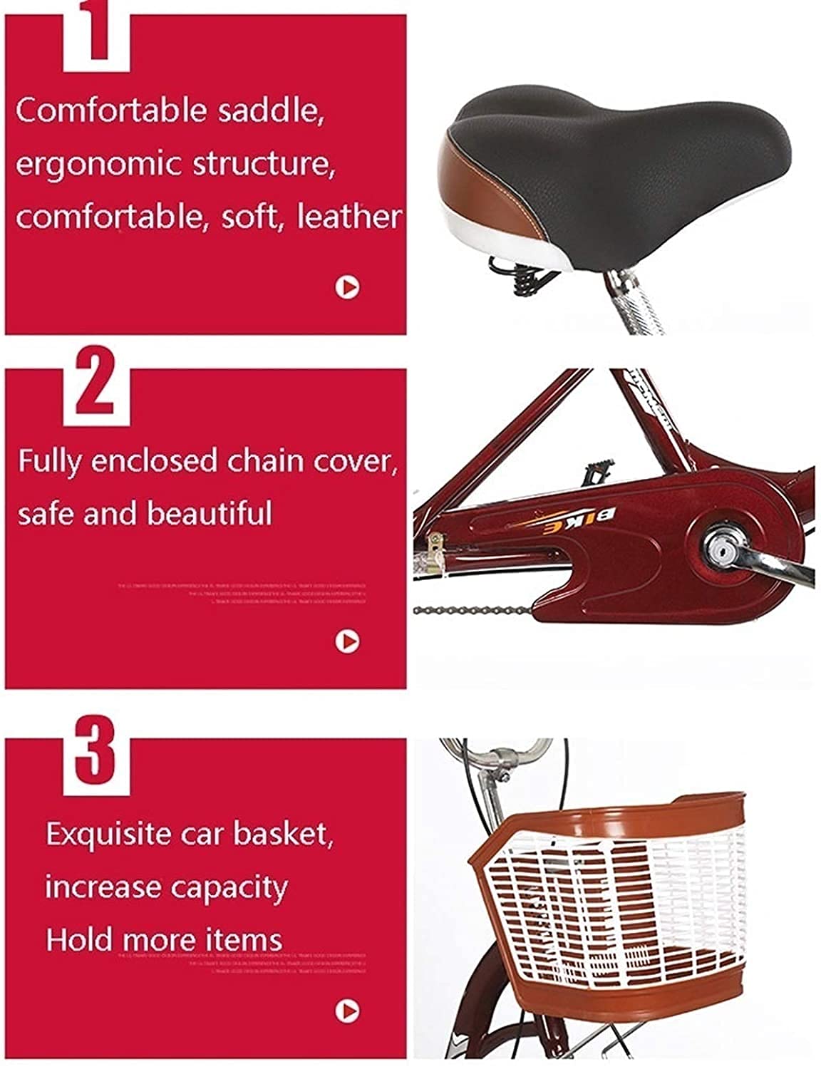 PAGOIAAR Adult Cargo Tricycles Beach Cruiser Bikes Shopping Tricycle for Adults Tricycle for Women Adults, 20 Inch 3 Wheel Cargo Bike with Large Shopping Basket for Seniors Men 1 Speed Recumbent