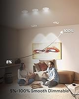 Vista 5 de Adetu luces LED empotradas de 4 pulgadas con estabilizador, iluminación empotrada direccional ajustable 360°+90°, 2700K/3000K/3500K/4000K/5000K