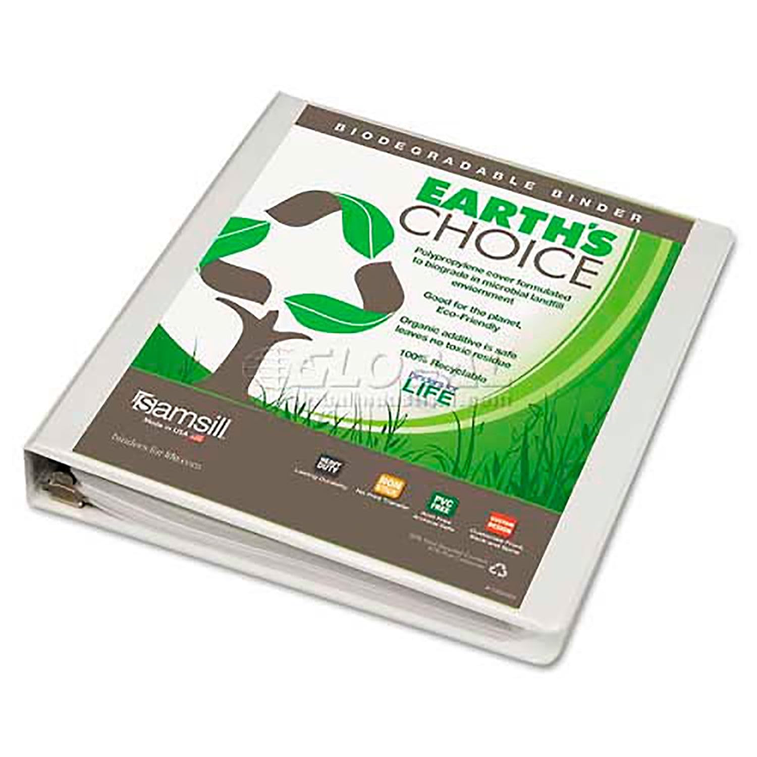 Samsill Plant-Based 1 Inch Durable D-Ring, View Binder, Eco-Friendly, USDA Certified Biobased, White, Pack of 1