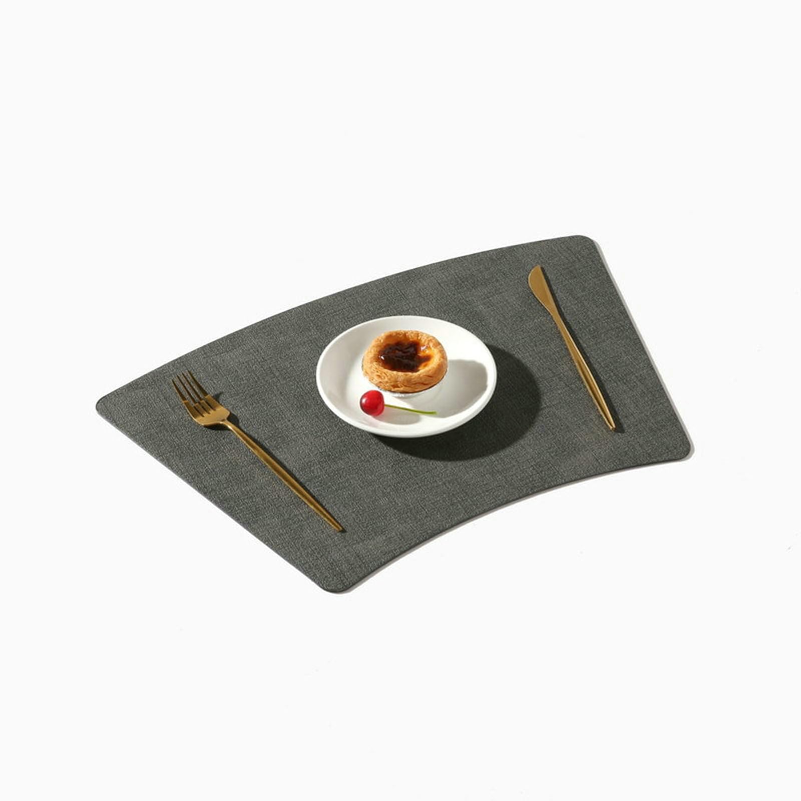 Juego de 6 manteles individuales de mesa, mantel lavable de piel con textura de tela antideslizante, fácil de limpiar, gris oscuro, 30 x 49 cm