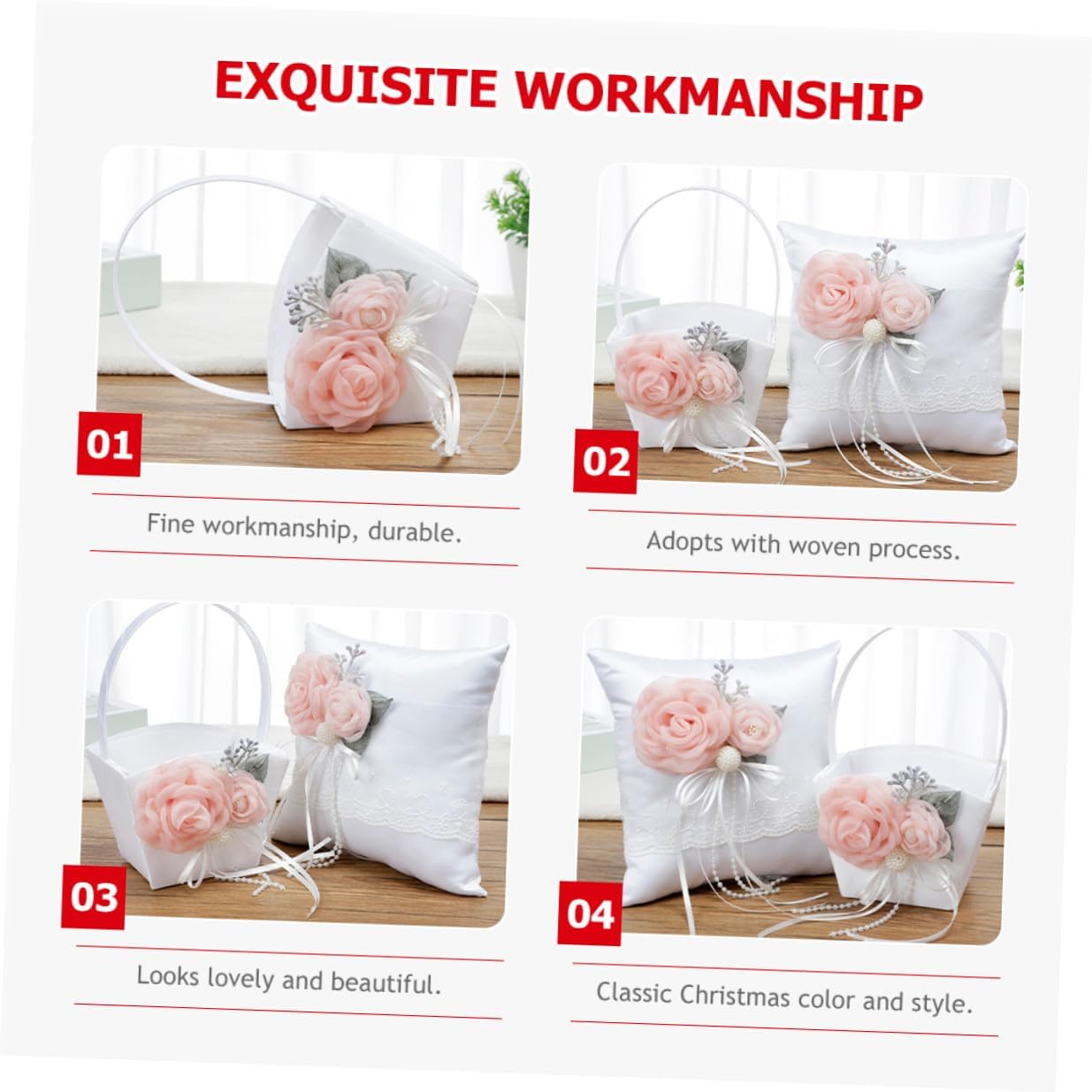 Abaodam Wedding Flower Basket with Handle Portable Handheld Petal Storage Basket for Bride for Wedding Ceremony and Party Supplies