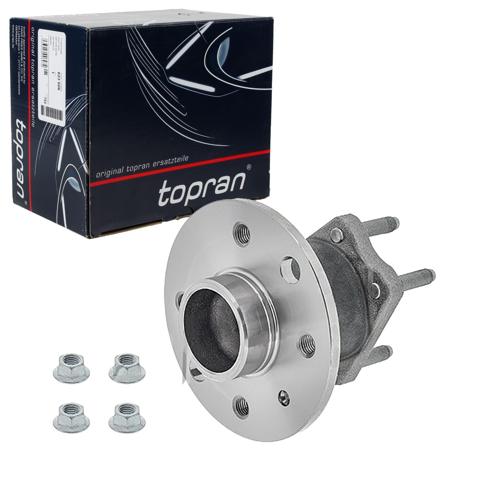 TOPRAN Juego de cojinete de rueda 205 208 Eje trasero, derecha Eje trasero izquierda Diámetro exterior: 136mm Rodamiento integrado en buje de rueda con tuerca con perno de anclaje Compatible con OPEL